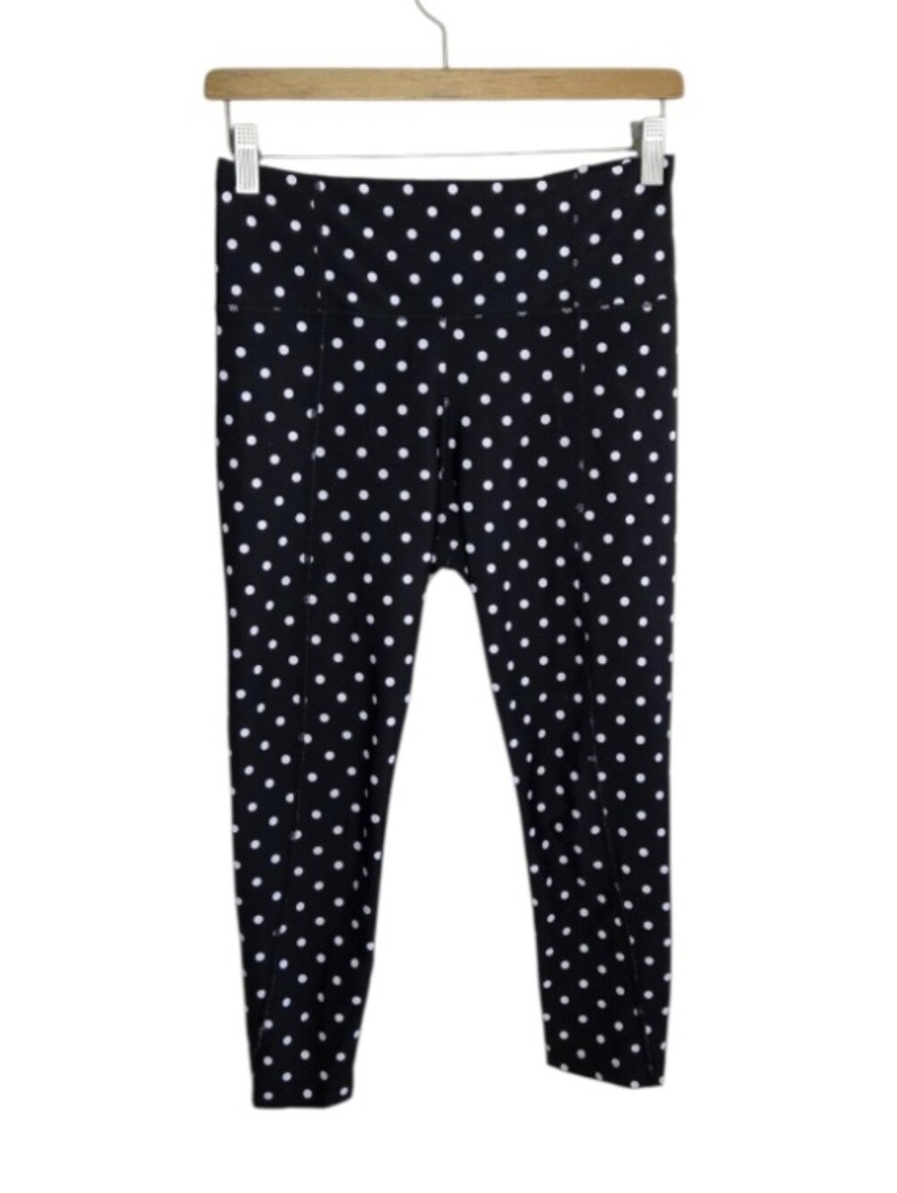 KiraGrace Black White Polka Dot Cropped Leggings Size Medium